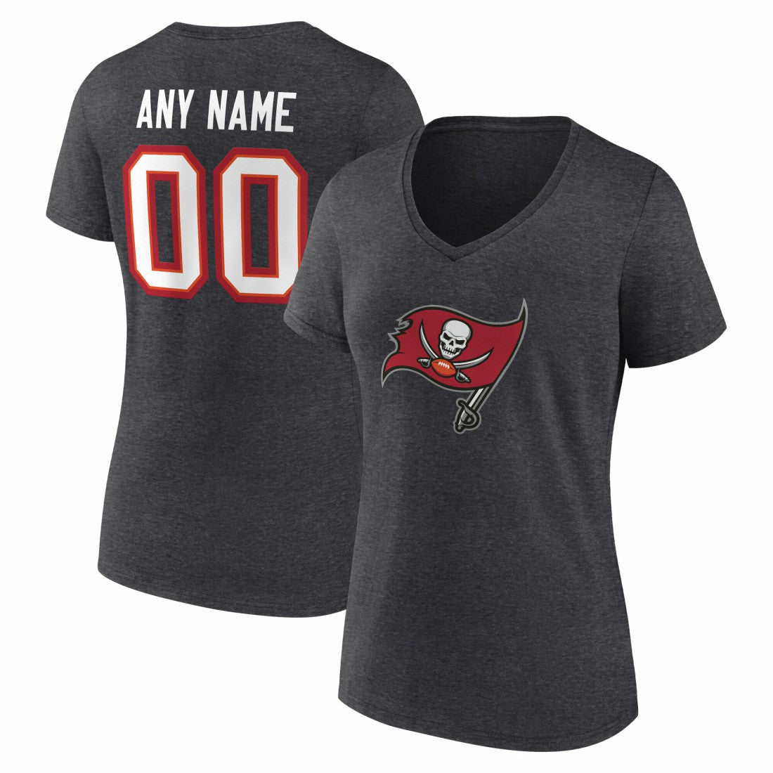 Tampa Bay Buccaneers Women's Team Authentic Personalized Name & Number V-Neck T-Shirt | NFL New