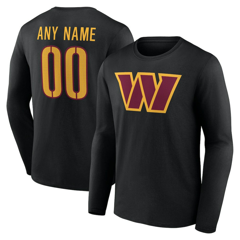 Washington Commanders Team Authentic Personalized Name & Number Long Sleeve T-Shirt | NFL US
