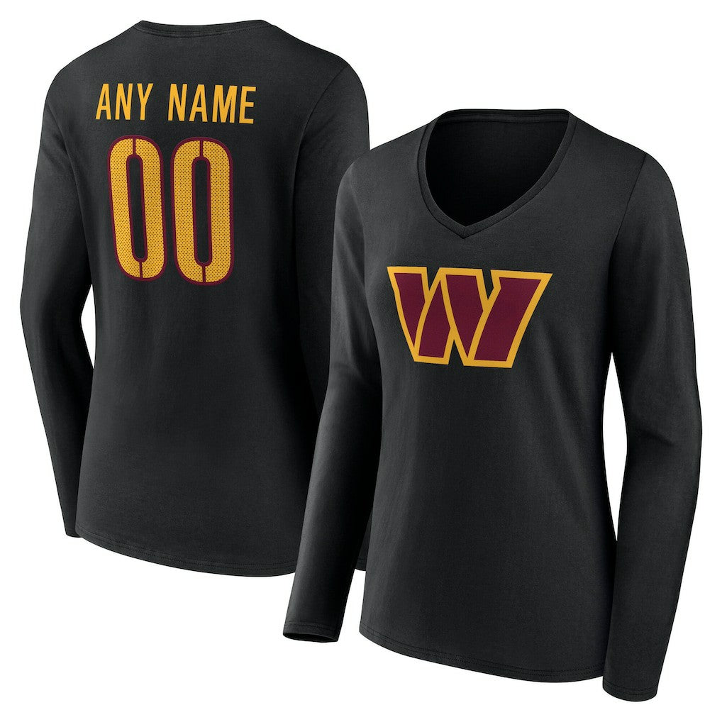 Washington Commanders Women's Team Authentic Personalized Name & Number Long Sleeve V-Neck T-Shirt | NFL Hot