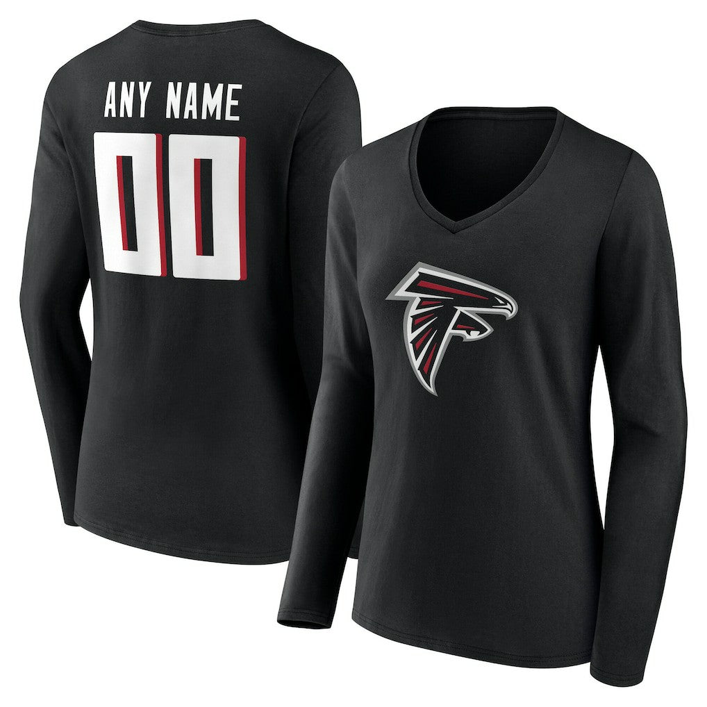 Atlanta Falcons Women's Team Authentic Personalized Name & Number Long Sleeve V-Neck T-Shirt | NFL Hot