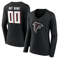 Atlanta Falcons Women's Team Authentic Personalized Name & Number Long Sleeve V-Neck T-Shirt | NFL Hot