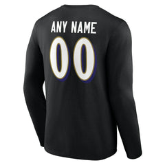 Baltimore Ravens Team Authentic Personalized Name & Number Long Sleeve T-Shirt | NFL Sale