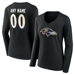 Baltimore Ravens Women's Team Authentic Personalized Name & Number Long Sleeve V-Neck T-Shirt | NFL US