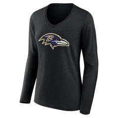 Baltimore Ravens Women's Team Authentic Personalized Name & Number Long Sleeve V-Neck T-Shirt | NFL US