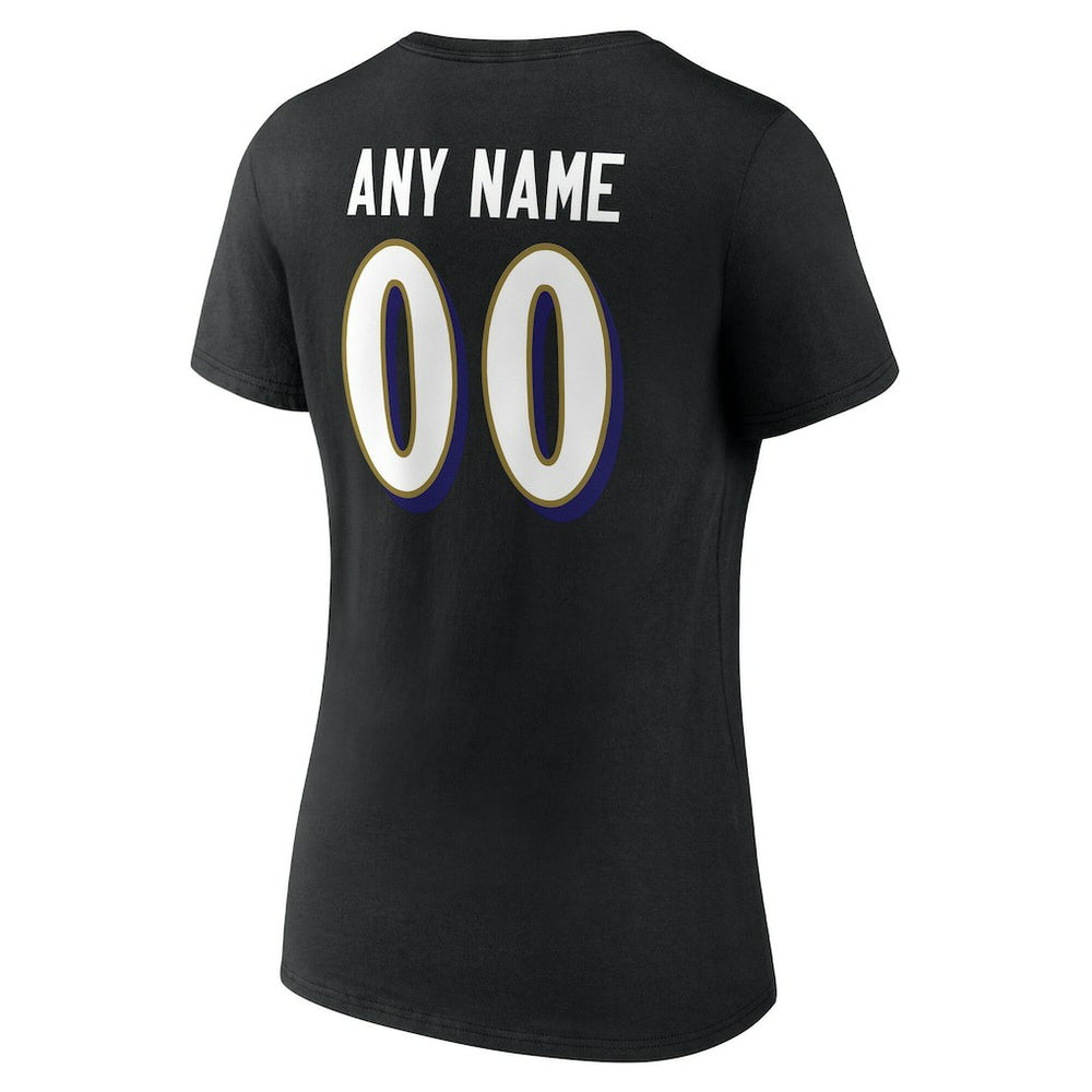 Baltimore Ravens Women's Team Authentic Personalized Name & Number V-Neck T-Shirt | NFL On sale