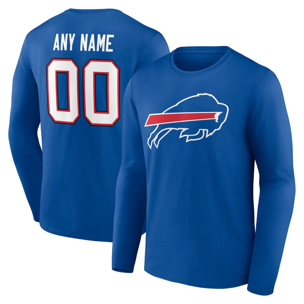 Buffalo Bills Team Authentic Personalized Name & Number Long Sleeve T-Shirt | NFL Discount