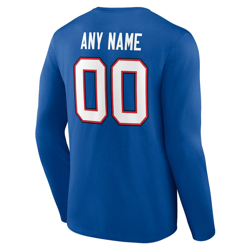 Buffalo Bills Team Authentic Personalized Name & Number Long Sleeve T-Shirt | NFL Discount