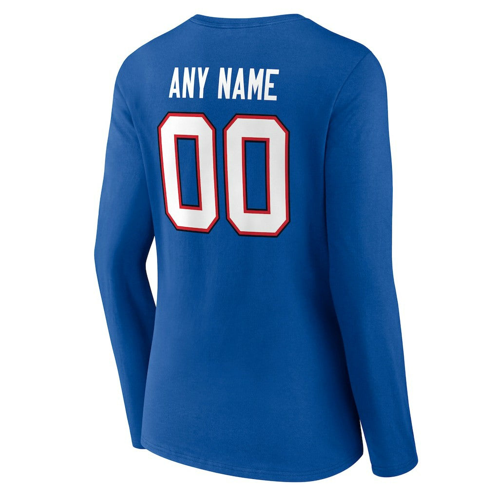 Buffalo Bills Women's Team Authentic Personalized Name & Number Long Sleeve V-Neck T-Shirt | NFL US