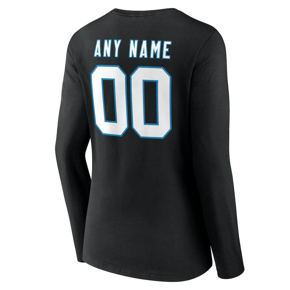 Carolina Panthers Women's Team Authentic Personalized Name & Number Long Sleeve V-Neck T-Shirt | NFL Sale