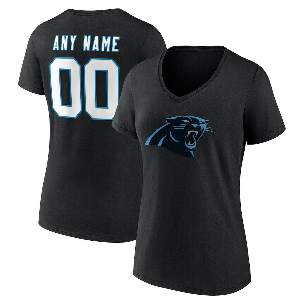 Carolina Panthers Women's Team Authentic Personalized Name & Number V-Neck T-Shirt | NFL Hot
