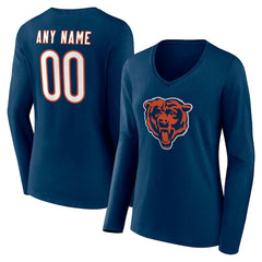 Chicago Bears Women's Team Authentic Personalized Name & Number Long Sleeve V-Neck T-Shirt | NFL US