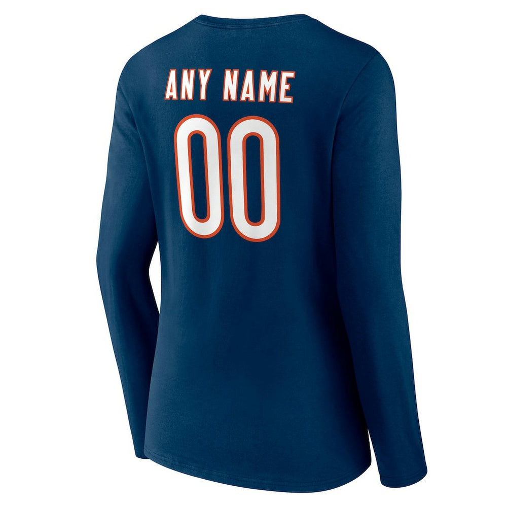 Chicago Bears Women's Team Authentic Personalized Name & Number Long Sleeve V-Neck T-Shirt | NFL US