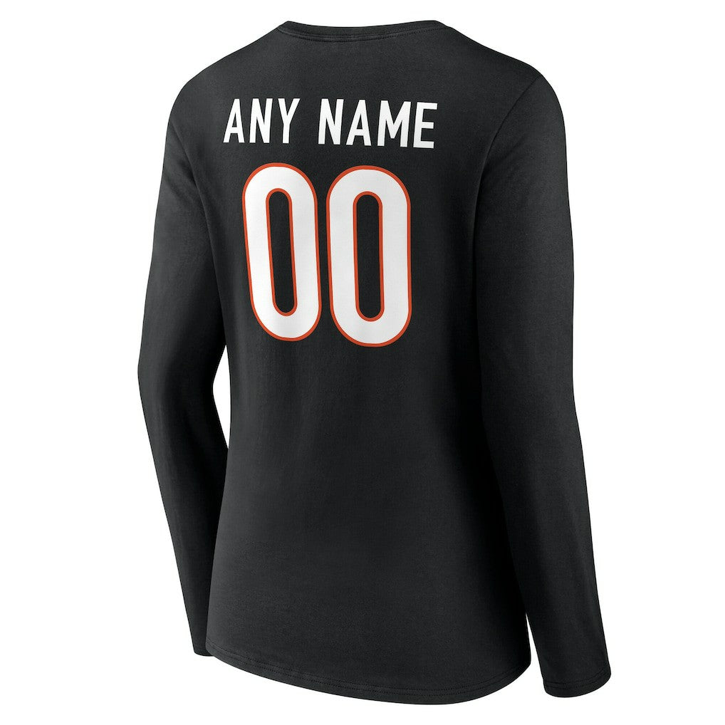 Cincinnati Bengals Women's Team Authentic Personalized Name & Number Long Sleeve V-Neck T-Shirt | NFL Hot