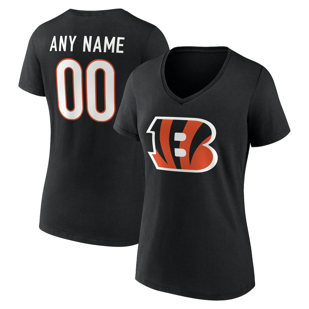 Cincinnati Bengals Women's Team Authentic Personalized Name & Number V-Neck T-Shirt | NFL US