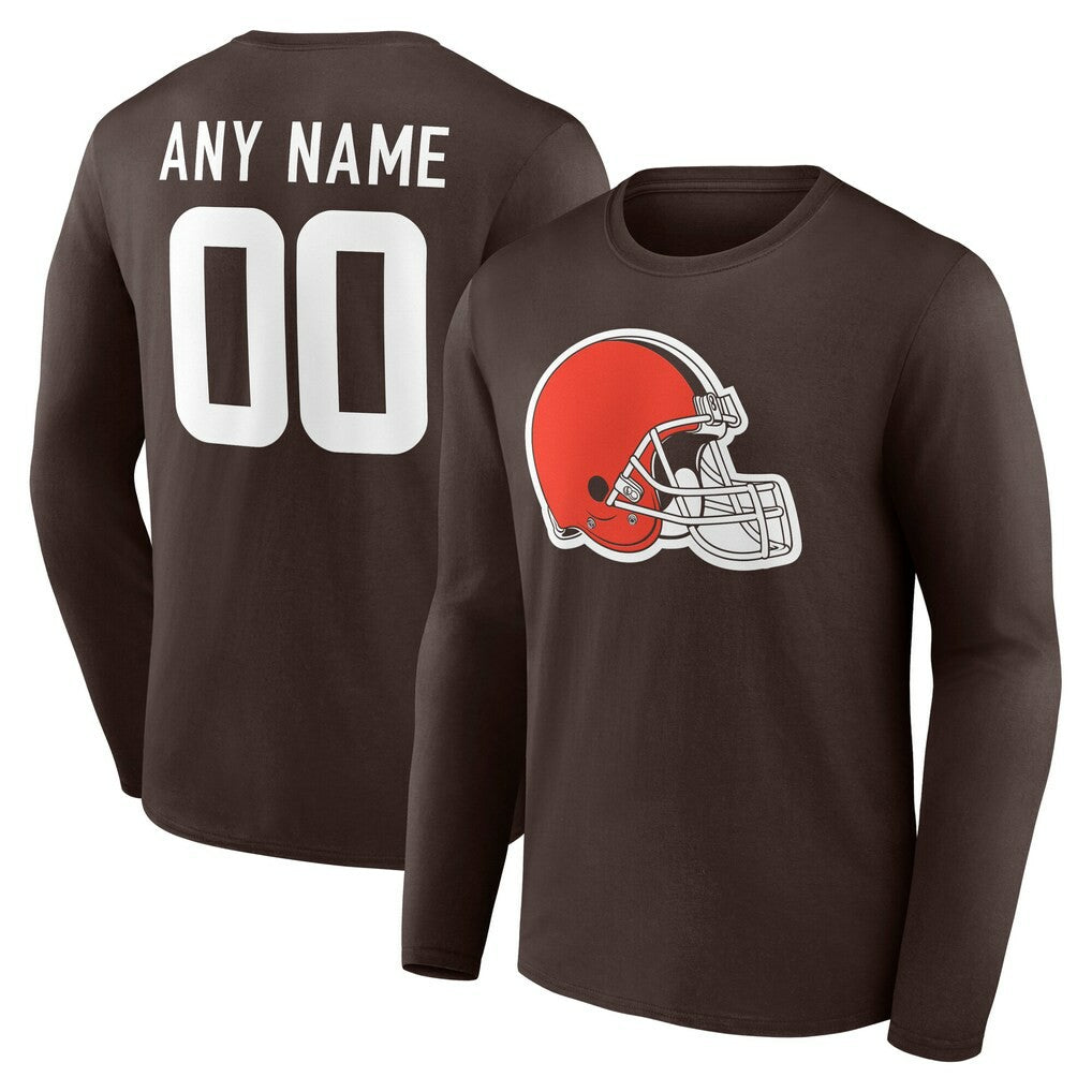 Cleveland Browns Team Authentic Personalized Name & Number Long Sleeve T-Shirt | NFL Discount
