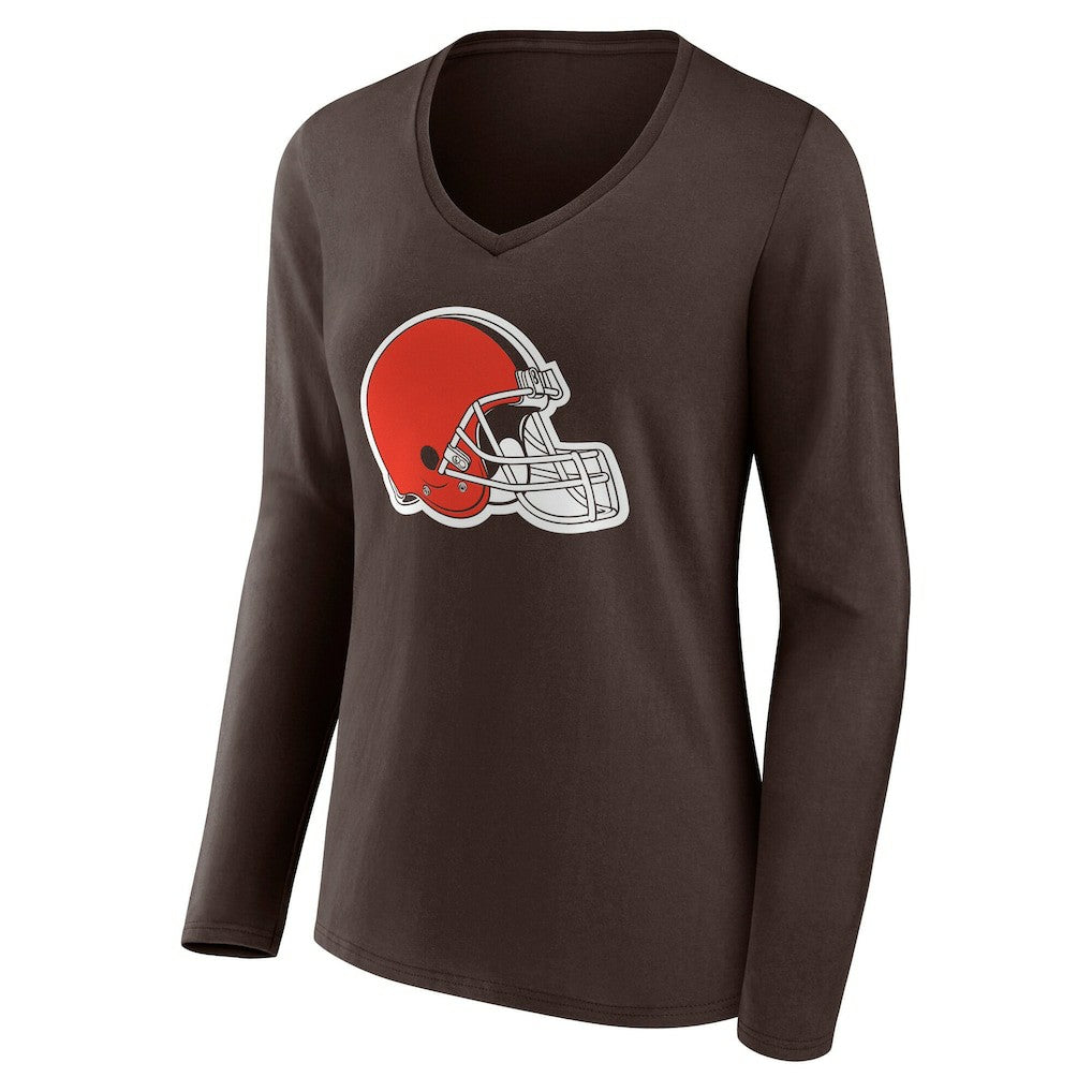 Cleveland Browns Women's Team Authentic Personalized Name & Number Long Sleeve V-Neck T-Shirt | NFL On sale