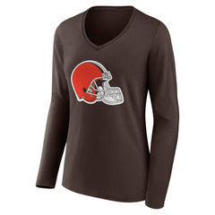 Cleveland Browns Women's Team Authentic Personalized Name & Number Long Sleeve V-Neck T-Shirt | NFL On sale