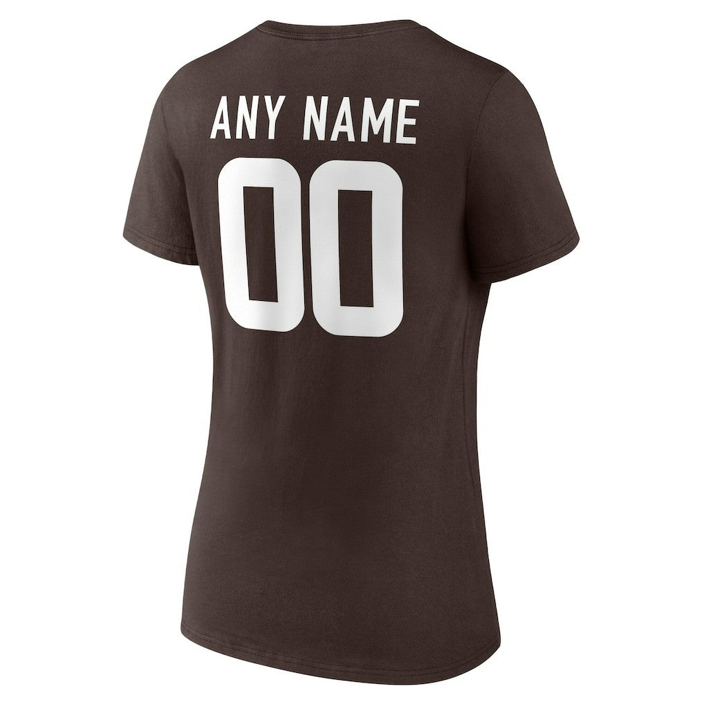 Cleveland Browns Women's Team Authentic Personalized Name & Number V-Neck T-Shirt | NFL Sale