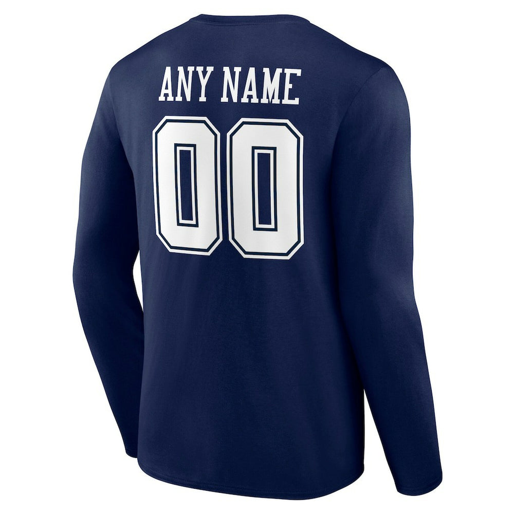 Dallas Cowboys Team Authentic Personalized Name & Number Long Sleeve T-Shirt | NFL Discount