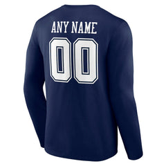 Dallas Cowboys Team Authentic Personalized Name & Number Long Sleeve T-Shirt | NFL Discount