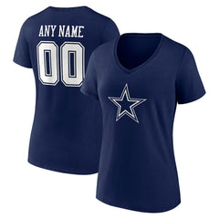 Dallas Cowboys Women's Team Authentic Personalized Name & Number V-Neck T-Shirt | NFL Outlet