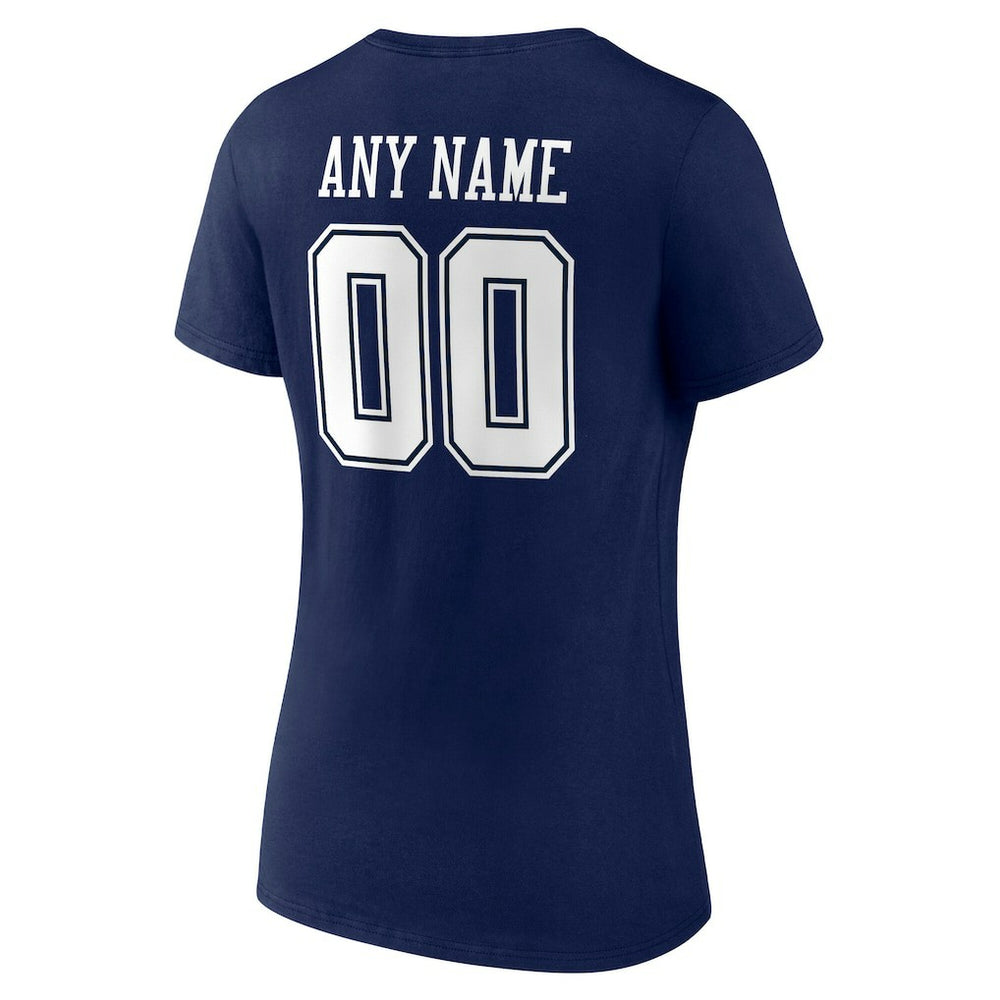 Dallas Cowboys Women's Team Authentic Personalized Name & Number V-Neck T-Shirt | NFL Outlet