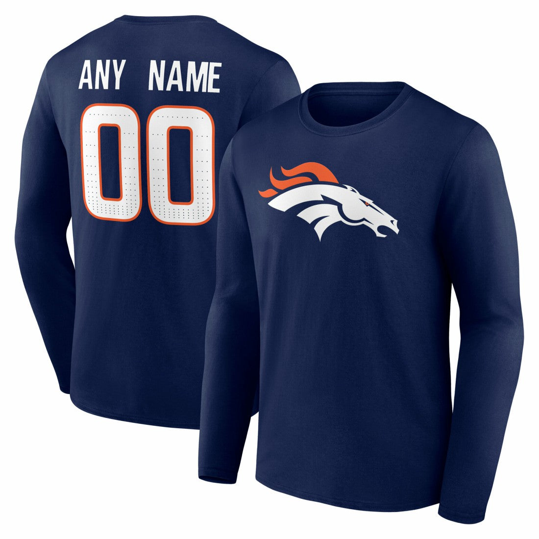 Denver Broncos Team Authentic Personalized Name & Number Long Sleeve T-Shirt | NFL US