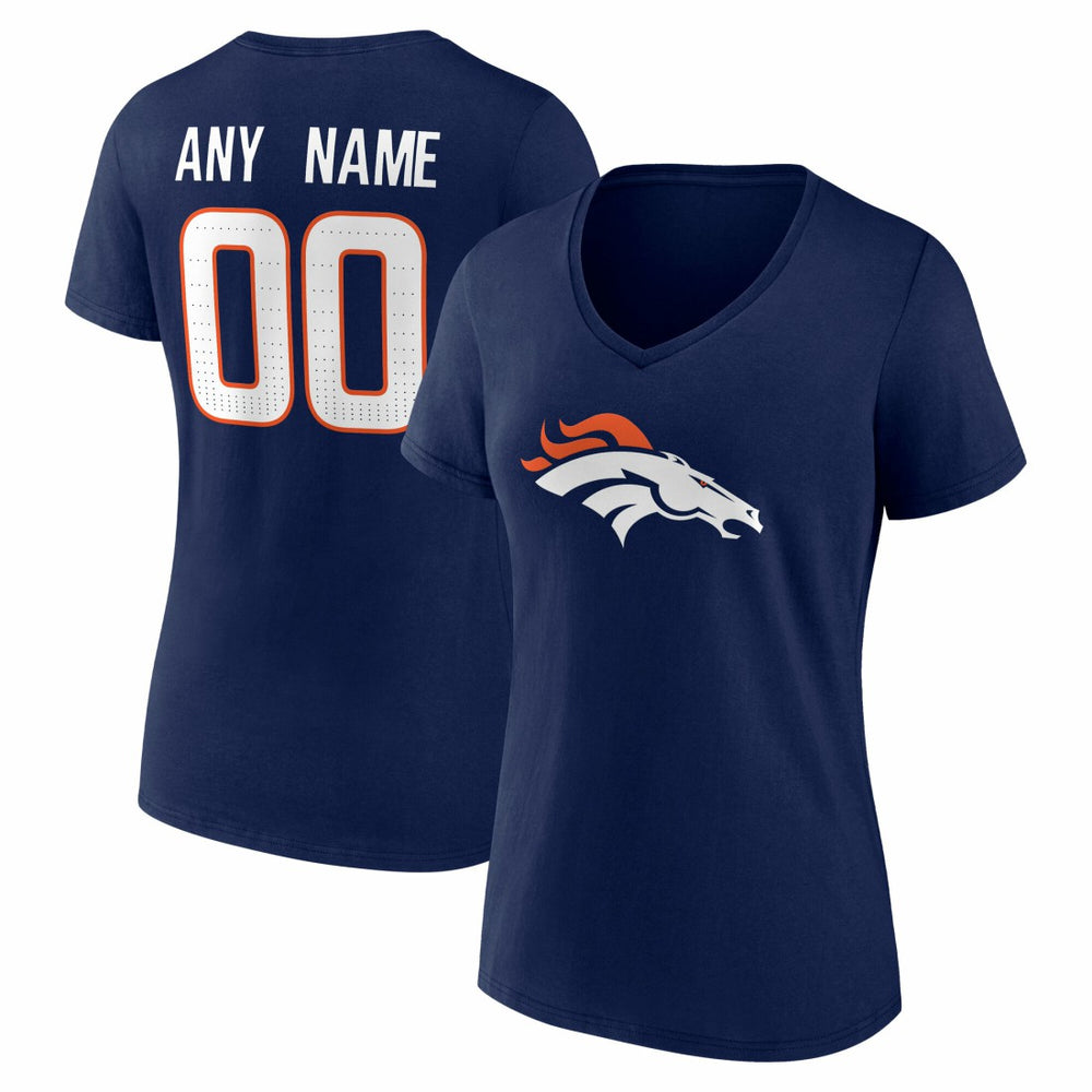 Denver Broncos Women's Team Authentic Personalized Name & Number V-Neck T-Shirt | NFL New