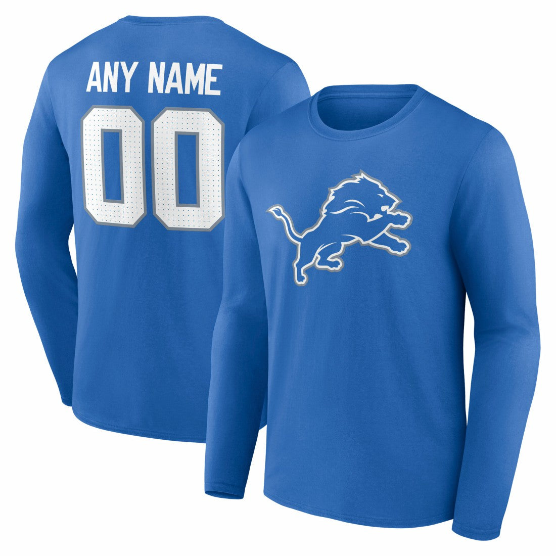 Detroit Lions Team Authentic Personalized Name & Number Long Sleeve T-Shirt | NFL New