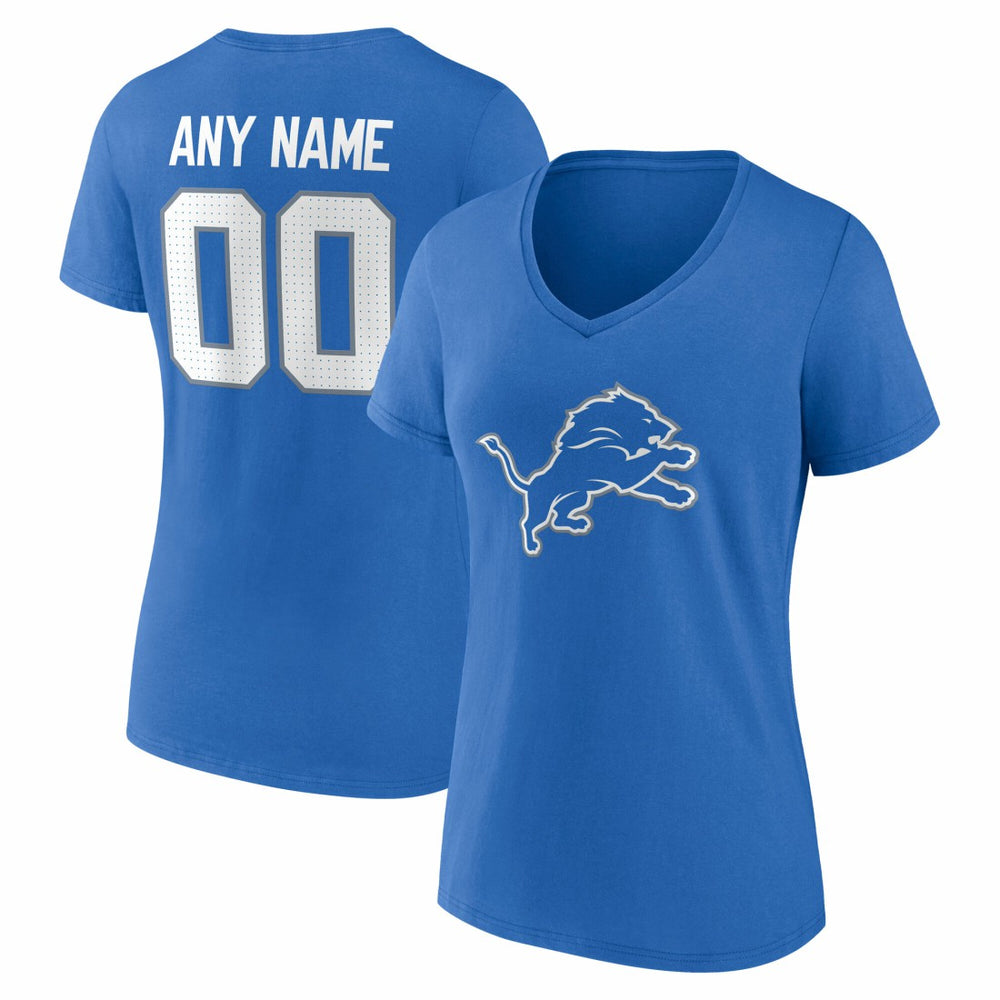 Detroit Lions Women's Team Authentic Personalized Name & Number V-Neck T-Shirt | NFL On sale