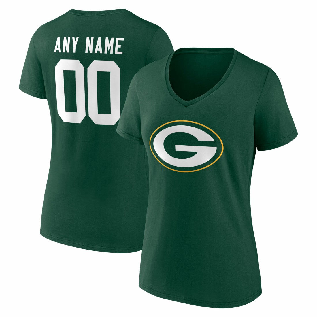 Green Bay Packers Women's Team Authentic Personalized Name & Number V-Neck T-Shirt | NFL Near me