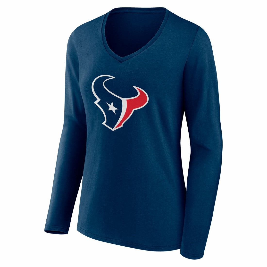 Houston Texans Women's Team Authentic Personalized Name & Number Long Sleeve V-Neck T-Shirt | NFL New