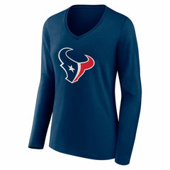 Houston Texans Women's Team Authentic Personalized Name & Number Long Sleeve V-Neck T-Shirt | NFL New