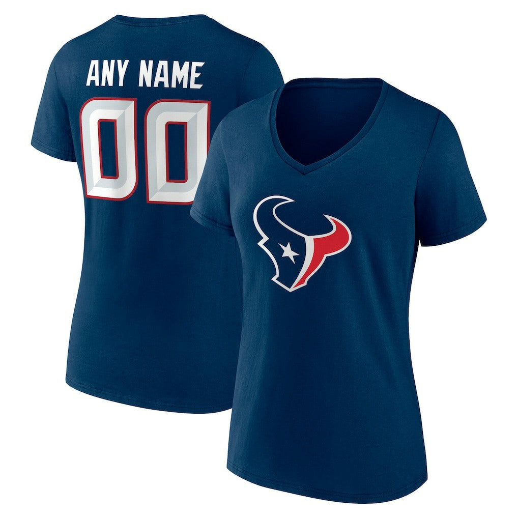 Houston Texans Women's Team Authentic Personalized Name & Number V-Neck T-Shirt | NFL Online