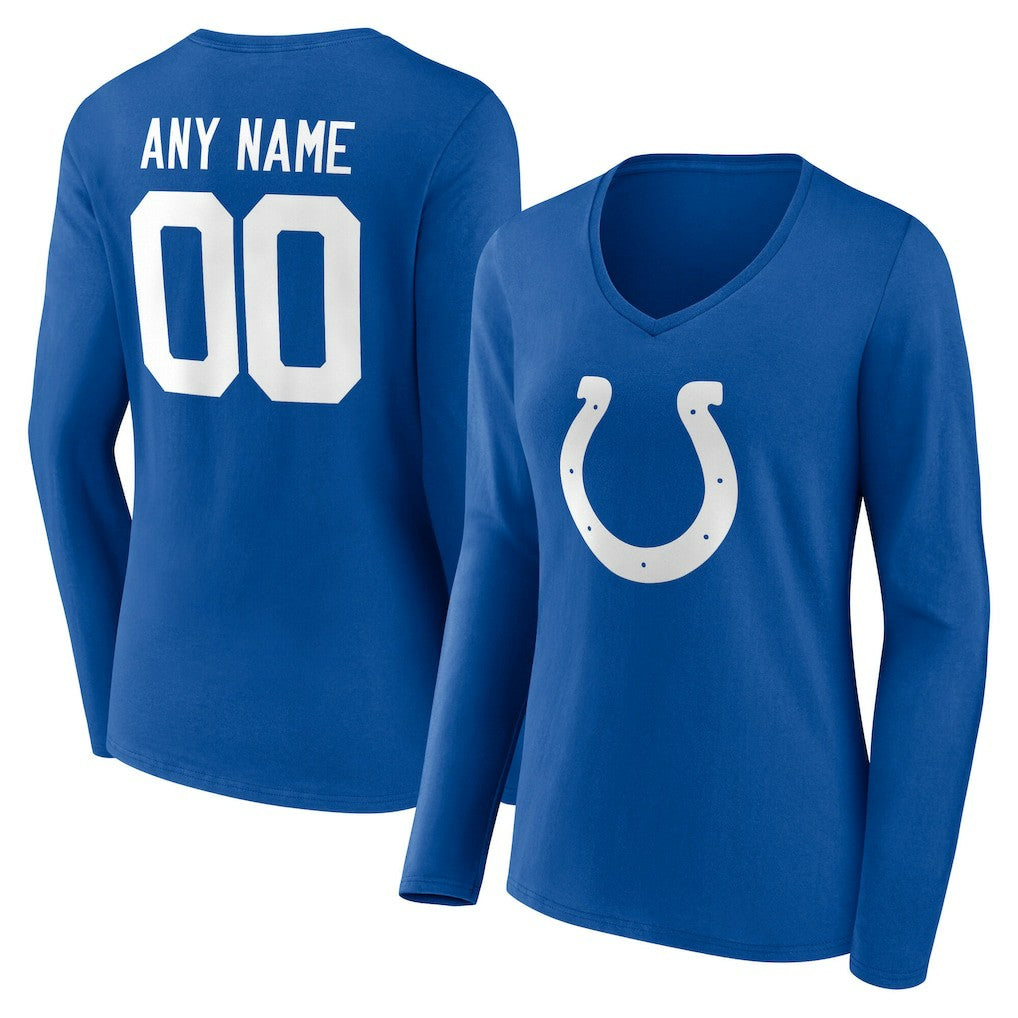 Indianapolis Colts Women's Team Authentic Personalized Name & Number Long Sleeve V-Neck T-Shirt | NFL Hot