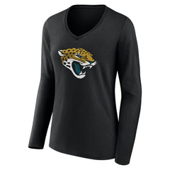Jacksonville Jaguars Women's Team Authentic Personalized Name & Number Long Sleeve V-Neck T-Shirt | NFL Discount