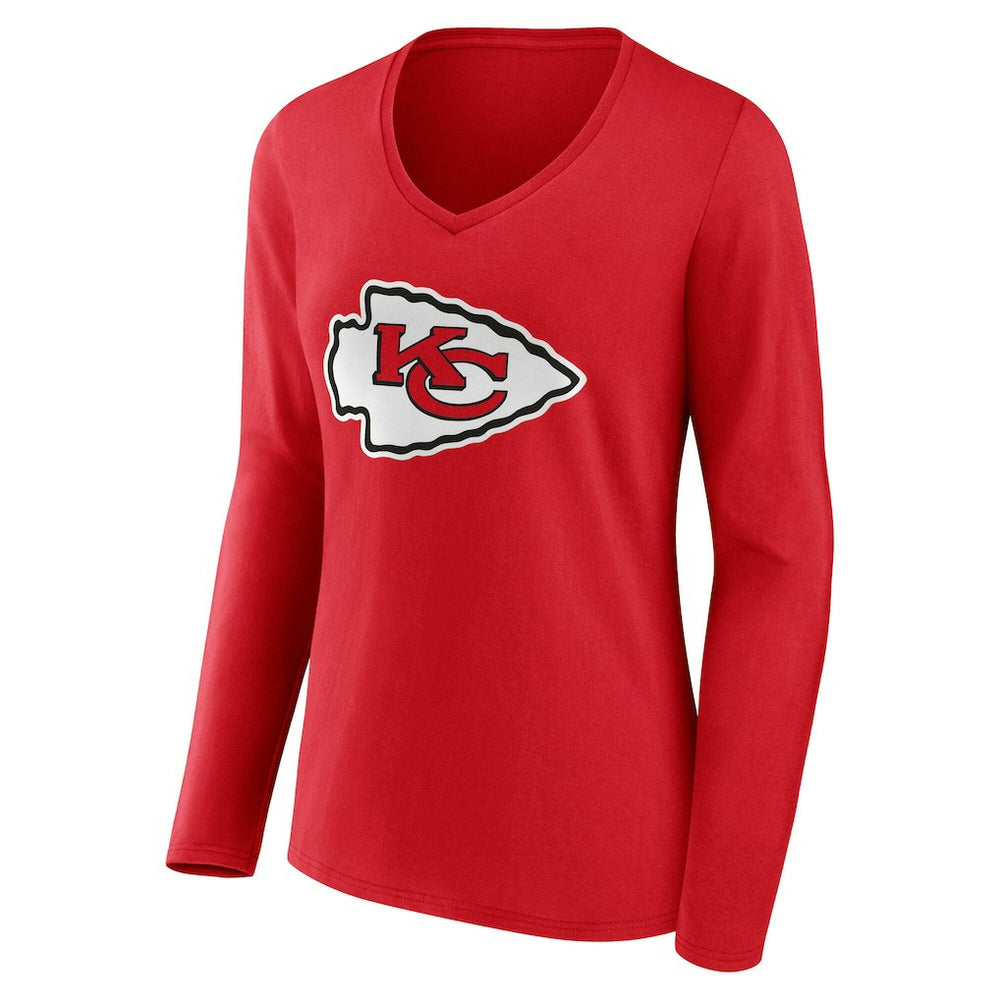 Kansas City Chiefs Women's Team Authentic Personalized Name & Number Long Sleeve V-Neck T-Shirt | NFL On sale