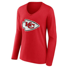Kansas City Chiefs Women's Team Authentic Personalized Name & Number Long Sleeve V-Neck T-Shirt | NFL On sale