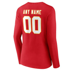 Kansas City Chiefs Women's Team Authentic Personalized Name & Number Long Sleeve V-Neck T-Shirt | NFL On sale