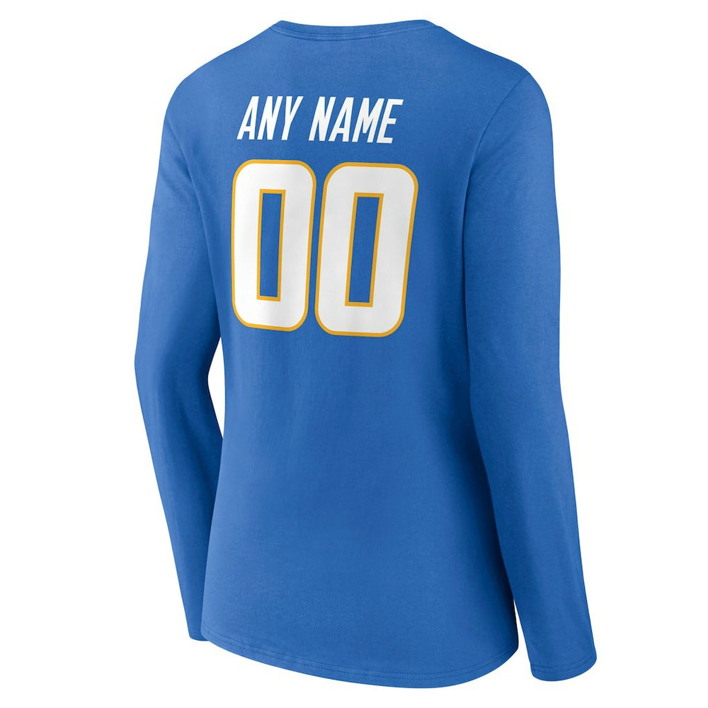 Los Angeles Chargers Women's Team Authentic Personalized Name & Number Long Sleeve V-Neck T-Shirt | NFL US
