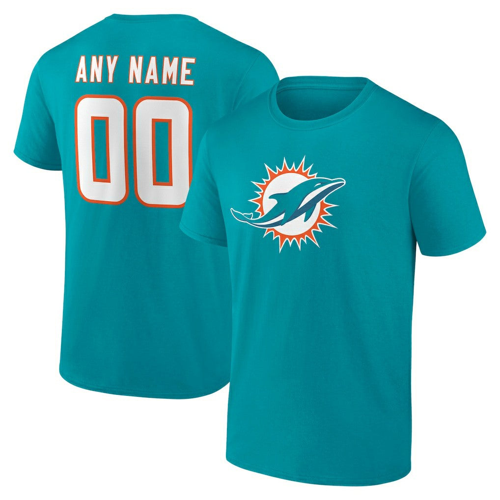 Miami Dolphins Team Authentic Personalized Name & Number T-Shirt | NFL Hot