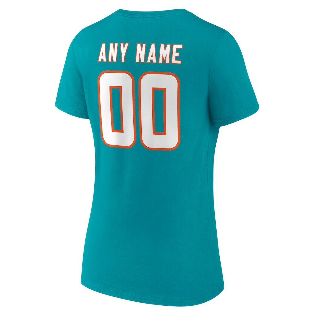 Miami Dolphins Women's Team Authentic Personalized Name & Number V-Neck T-Shirt | NFL Near me