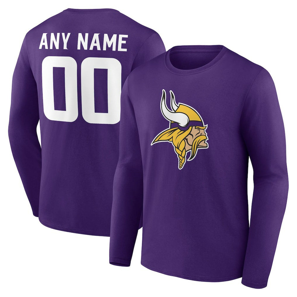 Minnesota Vikings Team Authentic Personalized Name & Number Long Sleeve T-Shirt | NFL US