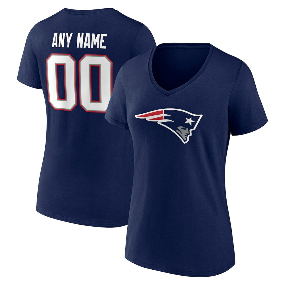 New England Patriots Women's Team Authentic Personalized Name & Number V-Neck T-Shirt | NFL On sale