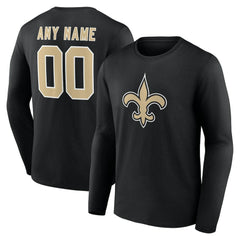 New Orleans Saints Team Authentic Personalized Name & Number Long Sleeve T-Shirt | NFL Discount