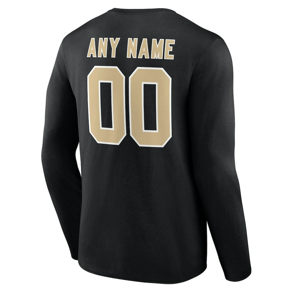 New Orleans Saints Team Authentic Personalized Name & Number Long Sleeve T-Shirt | NFL Discount