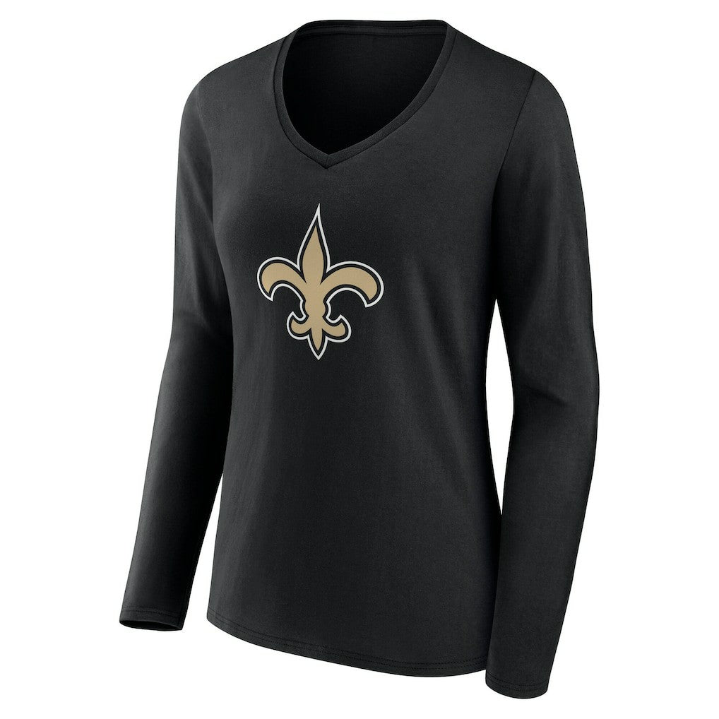 New Orleans Saints Women's Team Authentic Personalized Name & Number Long Sleeve V-Neck T-Shirt | NFL Discount