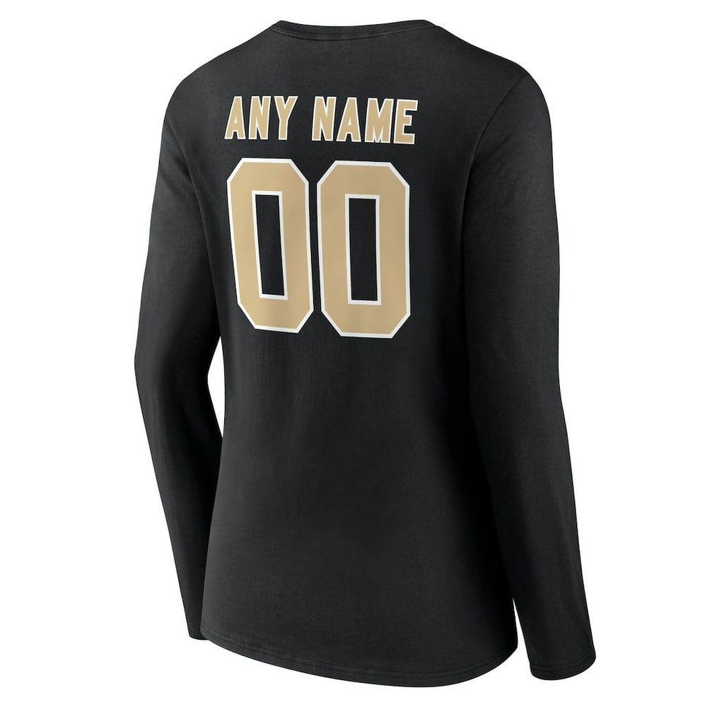 New Orleans Saints Women's Team Authentic Personalized Name & Number Long Sleeve V-Neck T-Shirt | NFL Discount