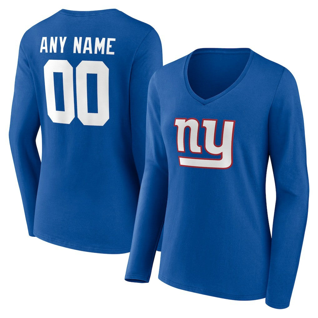 New York Giants Women's Team Authentic Personalized Name & Number Long Sleeve V-Neck T-Shirt | NFL Online