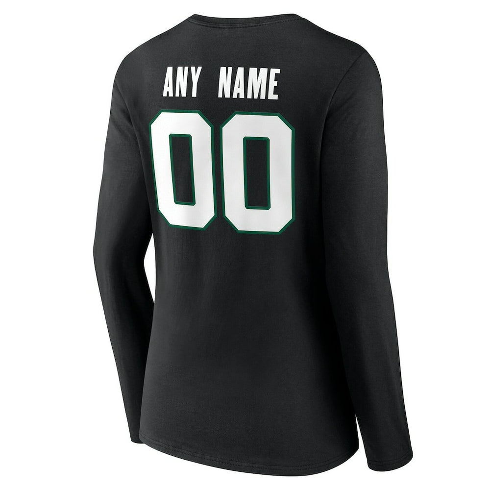 New York Jets Women's Team Authentic Personalized Name & Number Long Sleeve V-Neck T-Shirt | NFL Hot